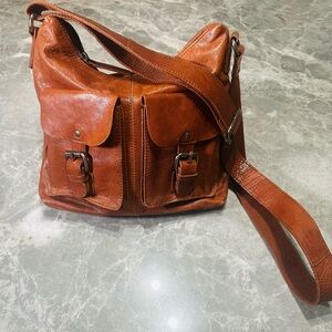 Spikes Sparrow Handbag Brown Leather Adjustable Crossbody Shoulder Strap Nice!